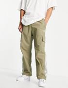 Adidas Originals Adicolor Three Stripe Cargo Pants In Khaki With Pocket Detail-green