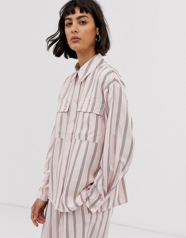 Asos White Pink Vertical Stripe Shirt