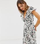 Lily & Lionel Exclusive Midi Wrap Dress In Animal Doodle - Multi