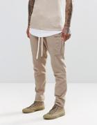 Asos Drop Crotch Joggers In Lightweight Fabric With Cargo Pockets In Sand - Soft Sand