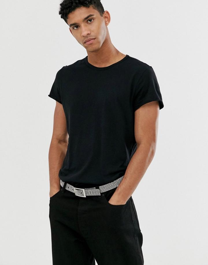 Cheap Monday T-shirt In Reverse Stitch Black