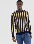 Jack & Jones Originals Knitted Sweater With Vertical Stripe In Navy - Navy