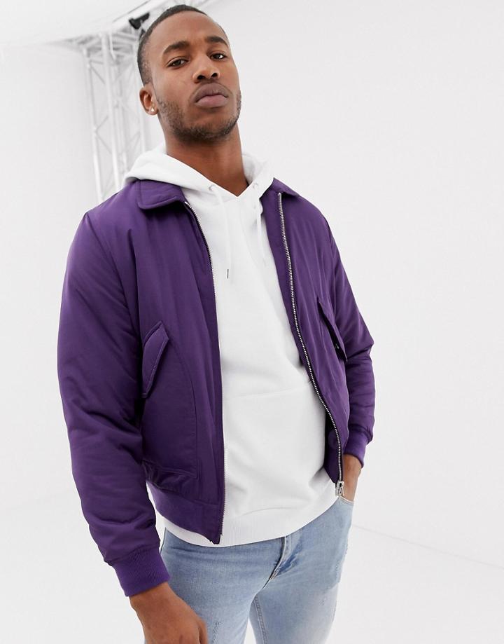 Asos Design Bomber Jacket In Purple - Purple