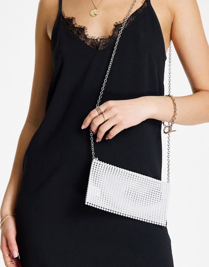 Nali Crystal Shoulder Bag In Silver