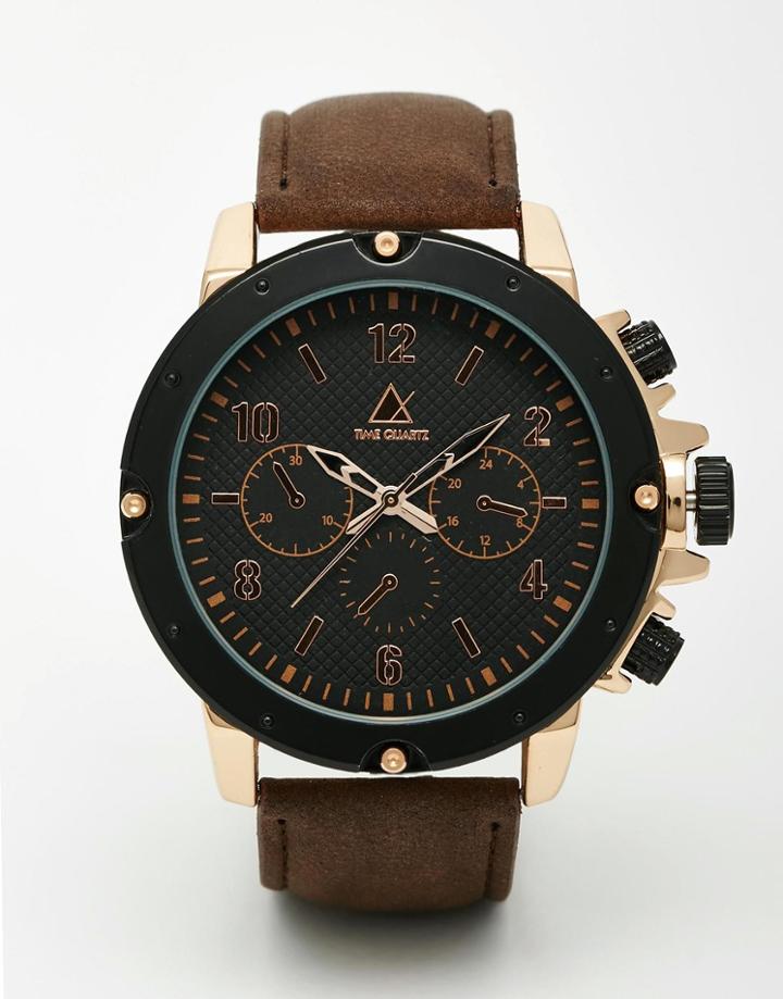 Asos Oversized Heavyweight Watch In Black And Rose Gold - Black