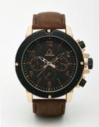 Asos Oversized Heavyweight Watch In Black And Rose Gold - Black