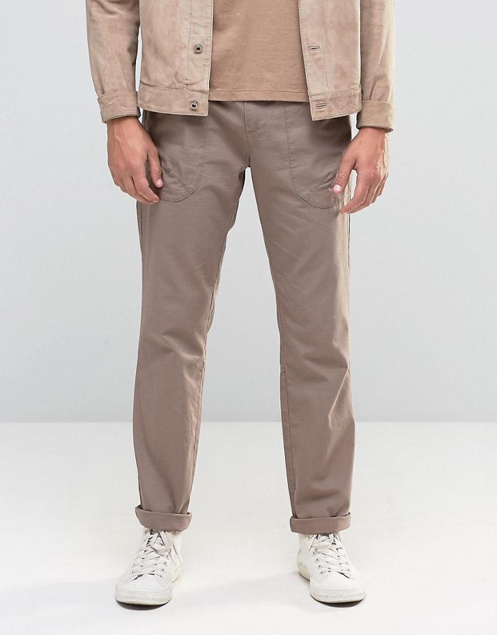 Asos Straight Leg Pants In Pink Ripstop Cotton - Pink