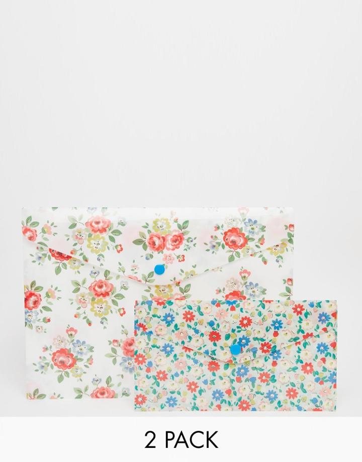 Cath Kidston Set Of 2 Printed Document Wallets - White