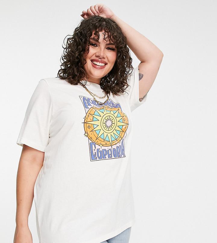 Daisy Street Plus Relaxed T-shirt With Euphoria Retro Graphic-neutral