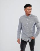 Original Penguin Cross Gingham Shirt Buttondown Slim Fit In Blue - Blue