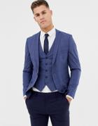 Selected Homme Skinny Wedding Suit Jacket In Blue Check