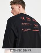 Asos Design Oversized T-shirt In Black With Red Text Back Print