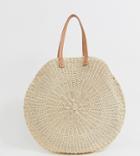 South Beach Exclusive Extra Large Straw Beach Bag - Beige