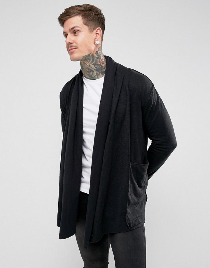 Religion Shawl Cardigan In Jersey - Black