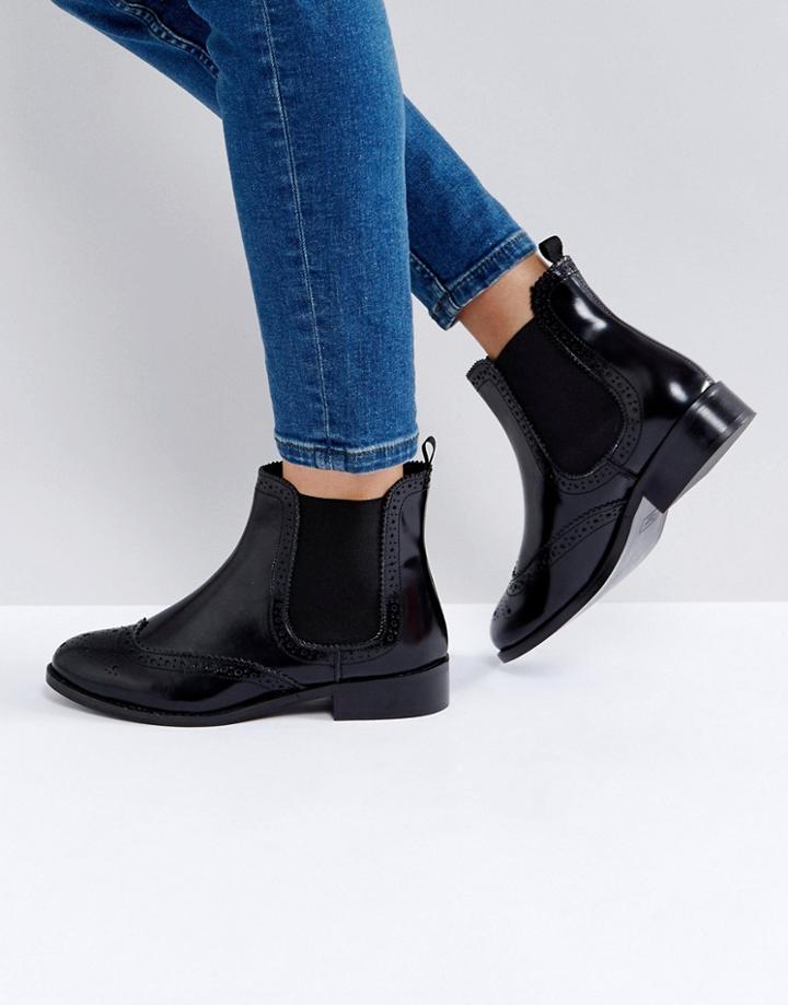 Dune Quentin Brogue Chelsea Boot - Black