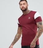 Puma Panel T-shirt In Muscle Fit In Burgundy Exclusive To Asos - Red