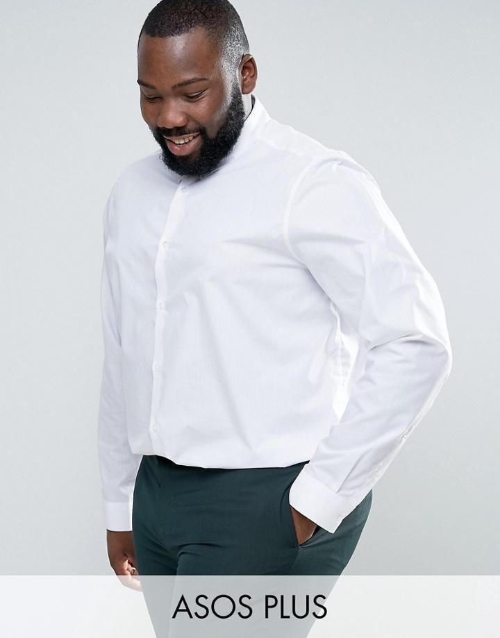 Asos Plus Regular Fit Shirt With Button Down Collar - White
