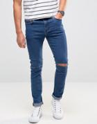 Only & Sons Skinny Jeans With Knee Rip - Blue