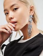 Asos Statement Crystal Drop Earrings - Silver