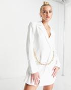 Saint Genies Pocket Detail Blazer Dress With Chain Detail In White