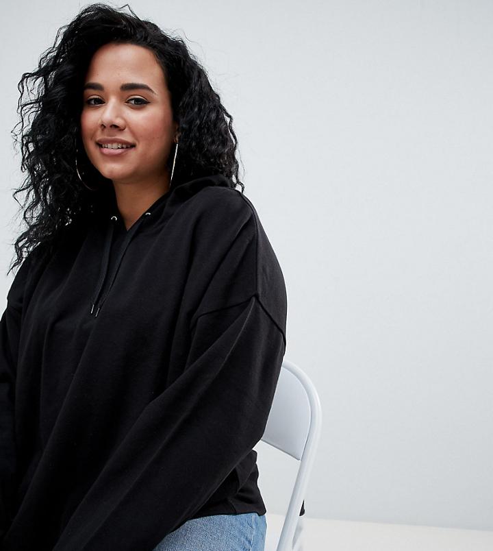 Asos Design Curve Over Head Hoodie In Black