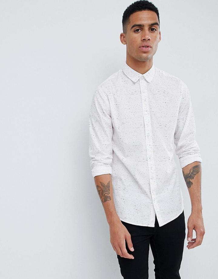 Only & Sons Poplin Shirt With All Over Print - White