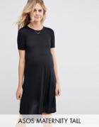 Asos Maternity Tall Swing Dress With Short Sleeve - Black