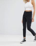 Noisy May Crop Loose Jeans With Flat Pocket Detail - Black
