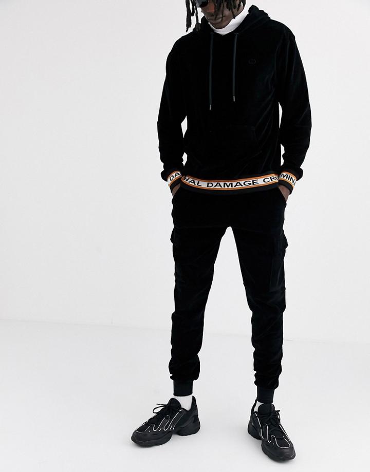 Criminal Damage Utility Sweatpants In Black Velour