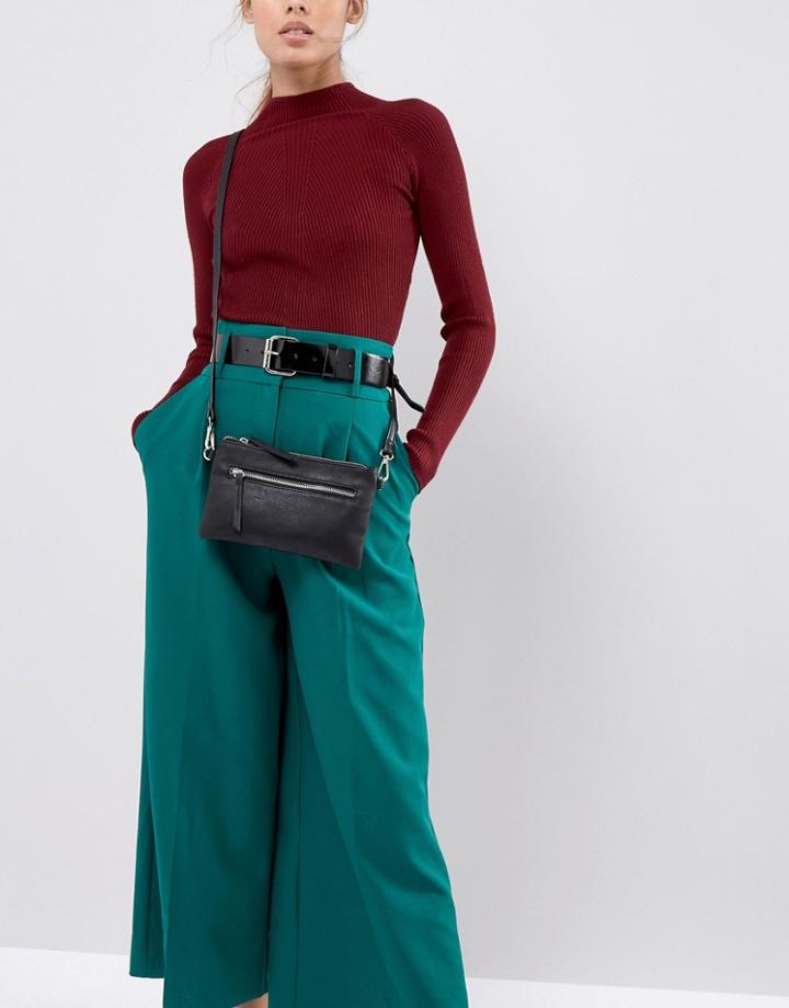 Pieces Crossbody Bag With Zip - Black