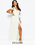 Forever Unique Sweetheart Maxi Dress With Cold Shoulder - Cream