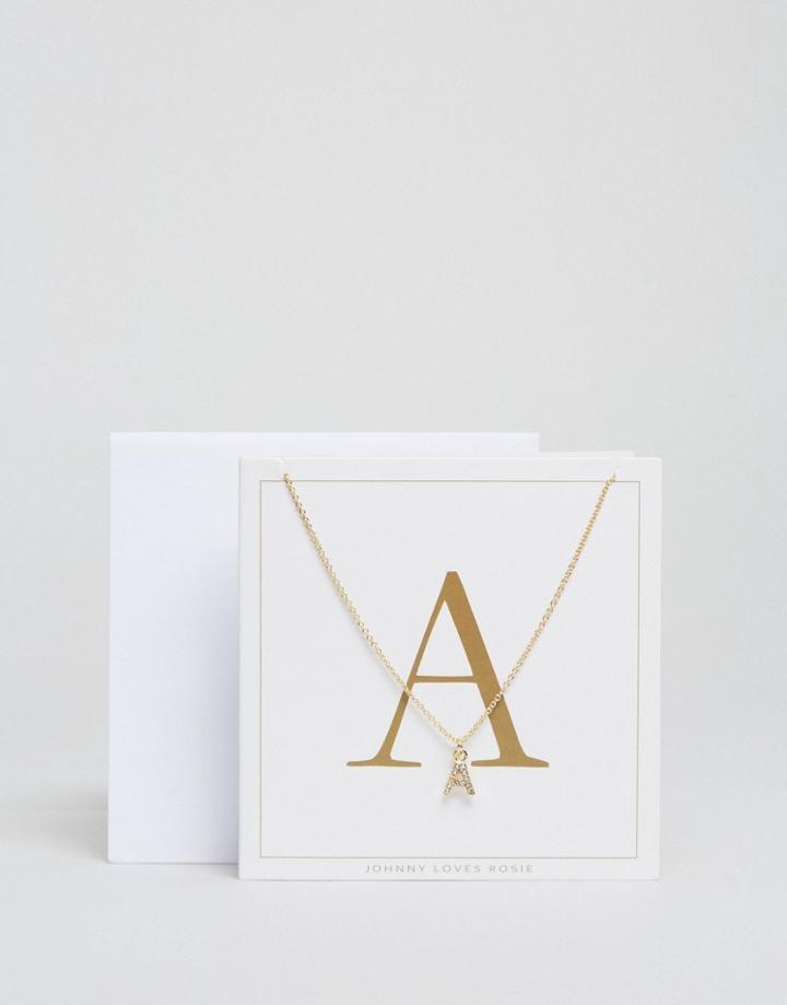 Johnny Loves Rosie A Initial Necklace - Gold