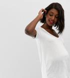 Asos Design Maternity V-neck T-shirt With Short Sleeves In White - White