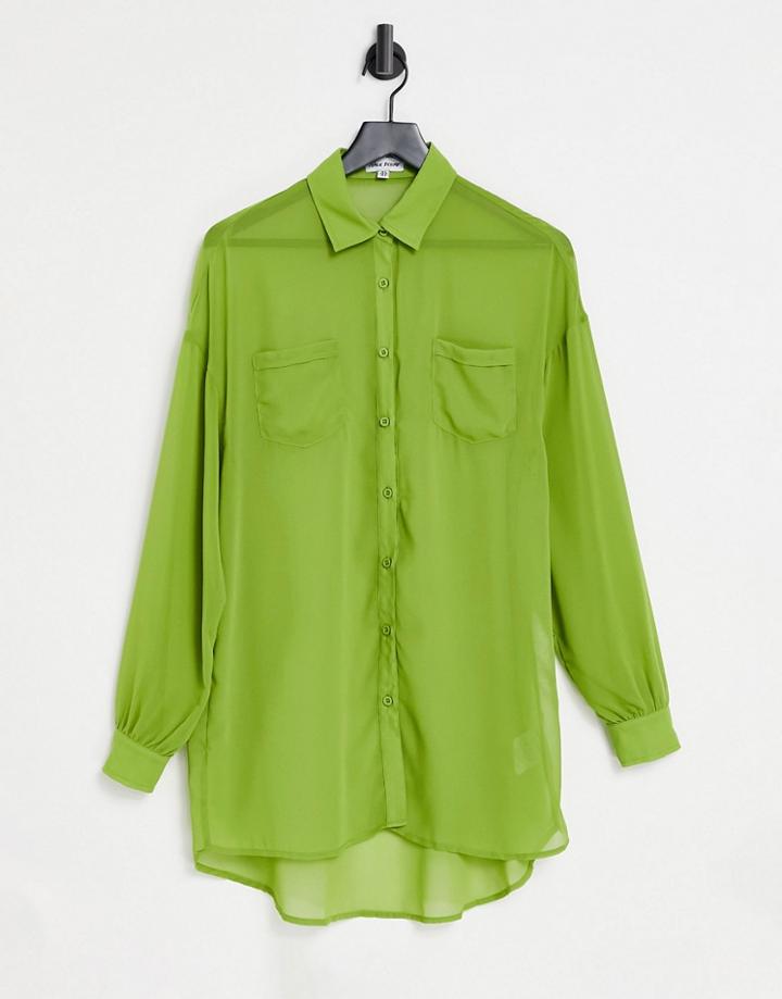 Public Desire Beach Shirt In Olive-green