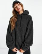 Asos Design Oversized Hoodie In Fleece In Charcoal-grey