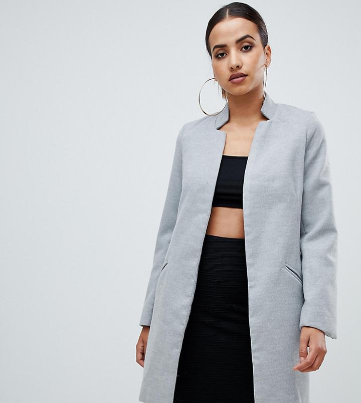Missguided Longline Coat In Gray - Gray