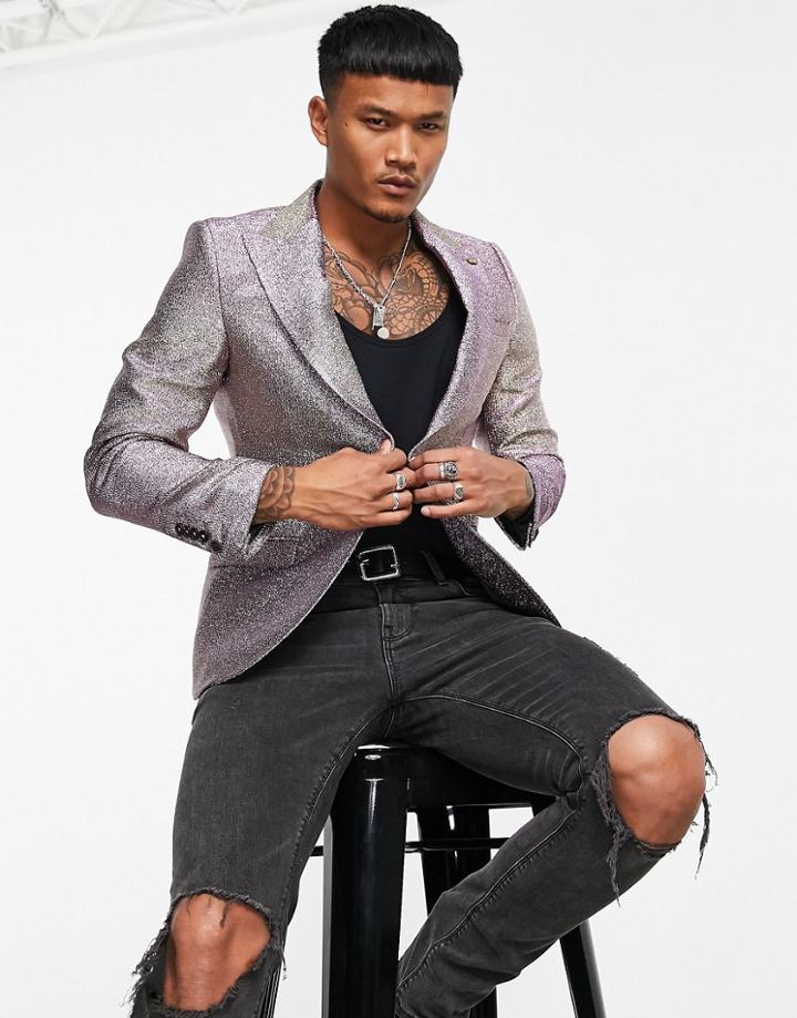 Twisted Tailor Blazer In Champagne Glitter-multi