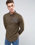 Blend Slim Fit Utility Style Shirt - Brown