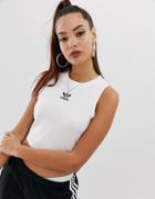 Adidas Originals Adicolor Three Stripe Cropped Tank In White