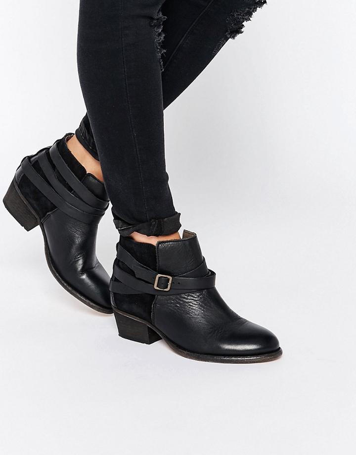 Hudson London Black Leather Horrigan Ankle Boot - Black