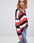 Warehouse Sweater With V-neck In Stripe - Multi