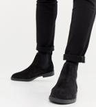 Pull & Bear Suede Chelsea Boots In Black - Black