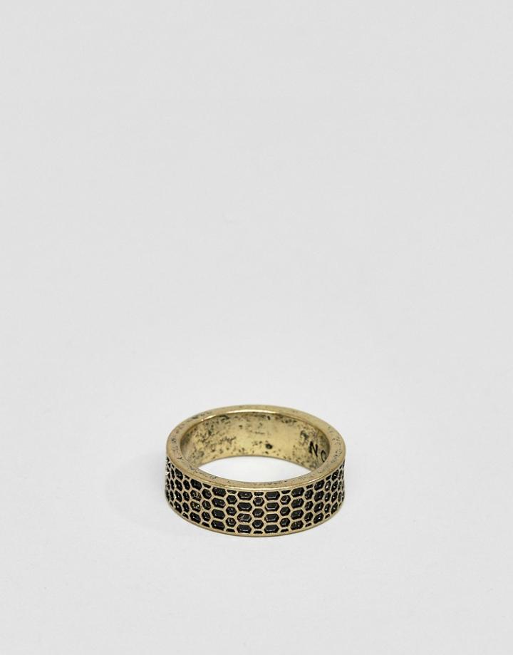 Icon Brand Gold Honey Comb Band Ring - Gold