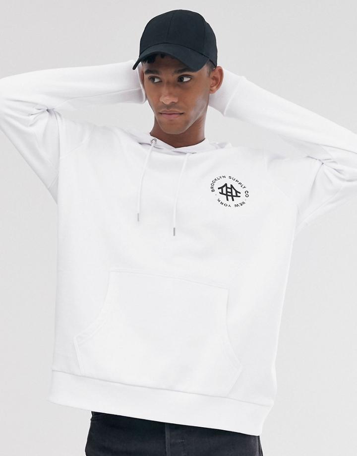 Brooklyn Supply Co Oversized Hoodie With Logo In White