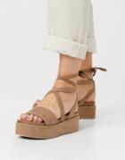 Asos Design Tessa Tie Leg Flatform Sandals In Taupe-neutral