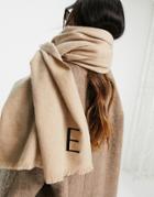 Asos Design Recycled Blend Personalized Scarf With E Initial In Stone-neutral
