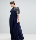 Virgos Lounge Plus Lena Maxi Dress With Embellishment - Navy