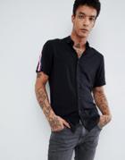 Asos Design Regular Fit Viscose Shirt With Taping In Black - Black