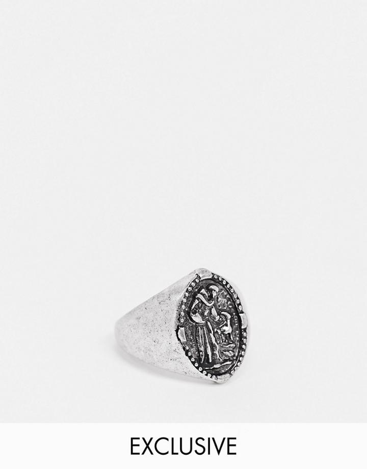 Reclaimed Vintage Inspired Ring In Silver Tone