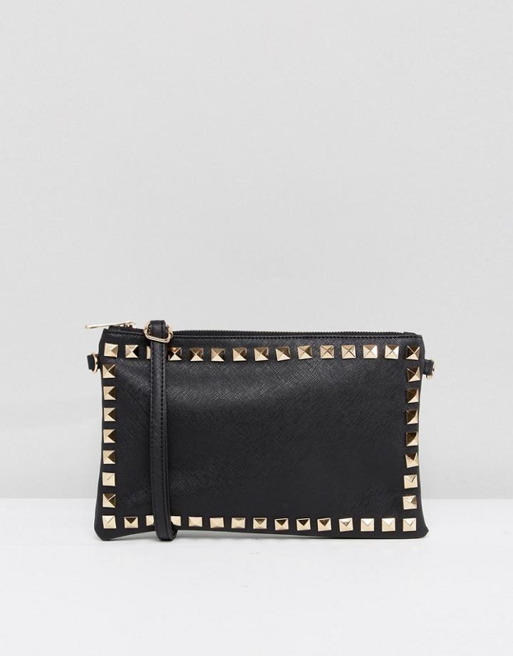 Yoki Fashion Clutch Bag With Studded Border - Black